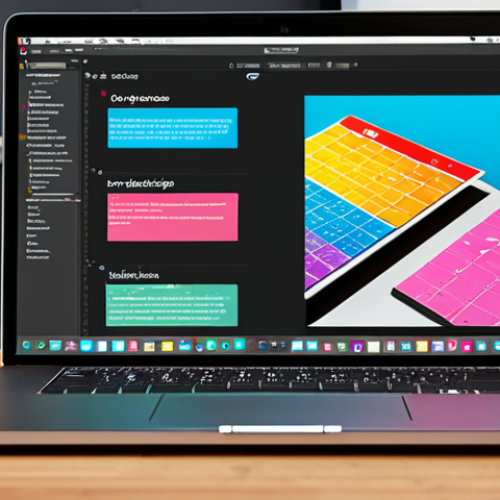 Home 4 **
A vibrant, modern web design workspace. Show a laptop displaying Adobe Photoshop with a website mockup, surrounded by color palettes from Adobe Color, HTML code snippets, CSS styling examples, and a JavaScript function. Git icons subtly in the background, symbolizing version control. Emphasize creativity and organization.
**